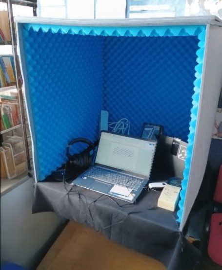 Sound booth used for transcribing oral recordings